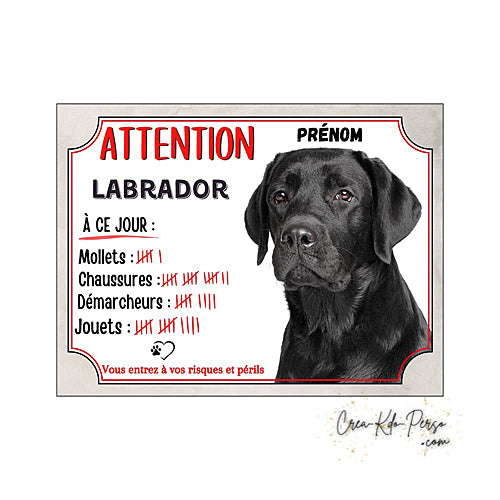 Plaque de portail labrador Attention au chien panneau je monte la garde