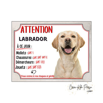 Plaque de portail labrador Attention au chien panneau je monte la garde