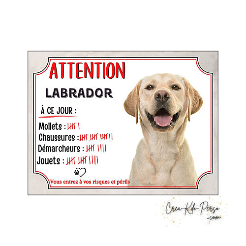 Plaque de portail labrador Attention au chien panneau je monte la garde