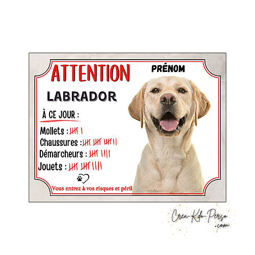 Plaque de portail labrador Attention au chien panneau je monte la garde