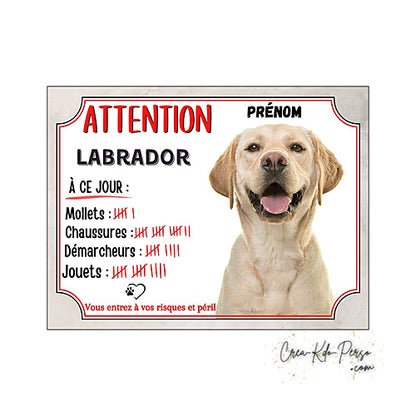 Plaque de portail labrador Attention au chien panneau je monte la garde