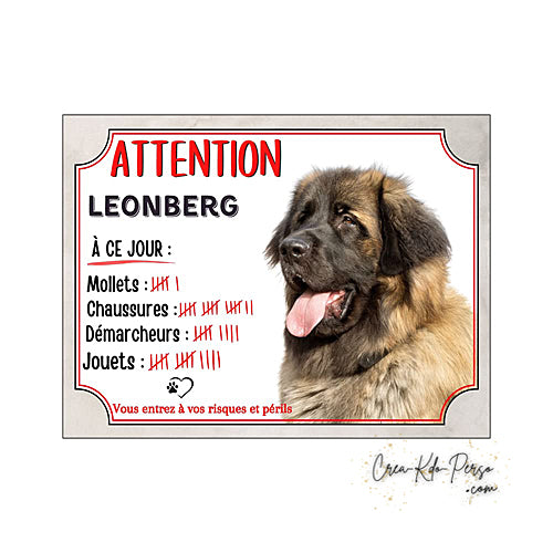 Plaque Leonberg Attention au chien panneau de portail