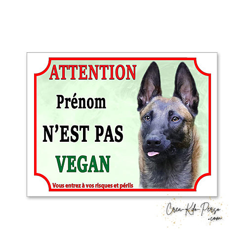 Plaque de portail Malinois Attention au chien panneau je monte la garde