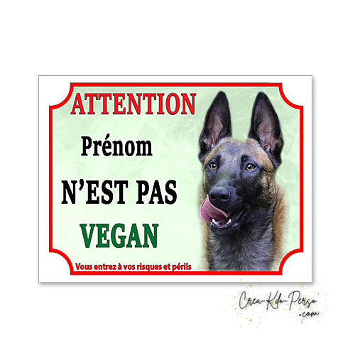 Plaque de portail Malinois Attention au chien panneau je monte la garde