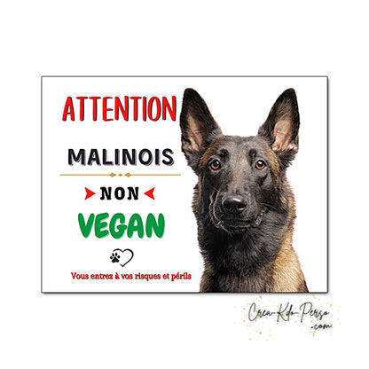 Plaque de portail Malinois Attention au chien panneau je monte la garde