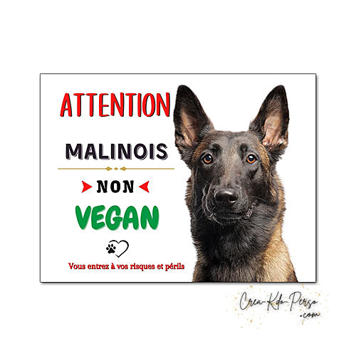 Plaque de portail Malinois Attention au chien panneau je monte la garde