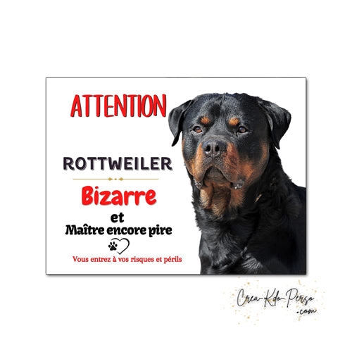 Plaque de portail Rottweiler Attention au chien panneau je monte la garde