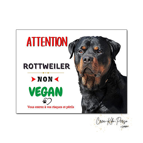 Plaque de portail Rottweiler Attention au chien panneau je monte la garde