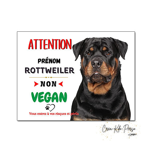 Plaque de portail Rottweiler Attention au chien panneau je monte la garde