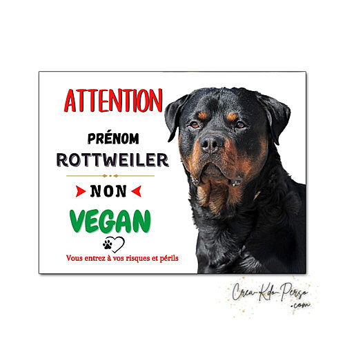 Plaque de portail Rottweiler Attention au chien panneau je monte la garde