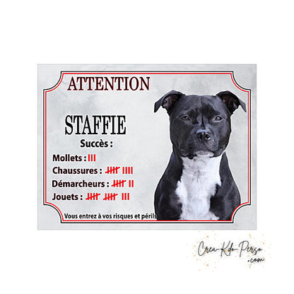 Plaque de portail staffie Attention au chien panneau je monte la garde