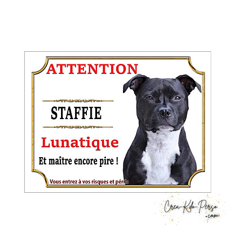 Plaque de portail staffie Attention au chien panneau je monte la garde
