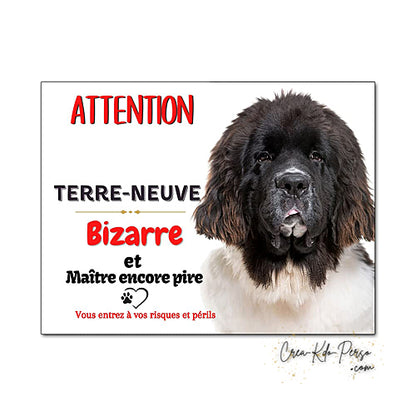 Plaque de portail terre neuve Attention au chien panneau je monte la garde