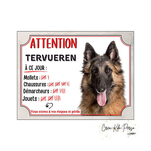 Plaque de portail Tervueren Attention au chien panneau je monte la garde