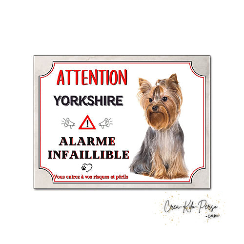 Plaque de portail yorkshire Attention au chien panneau je monte la garde
