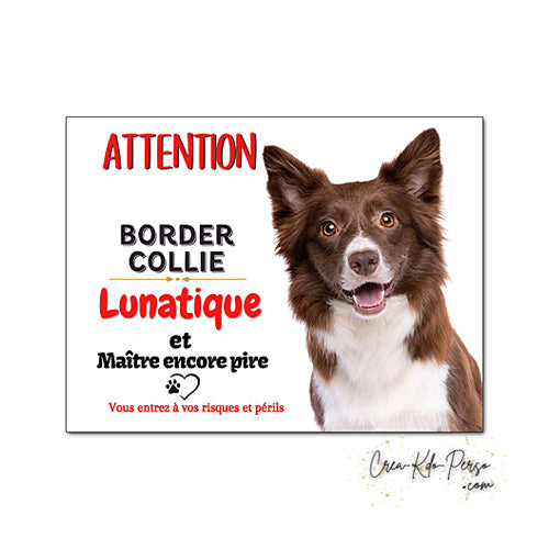 Plaque Border Collie Panneau de portail Attention au chien