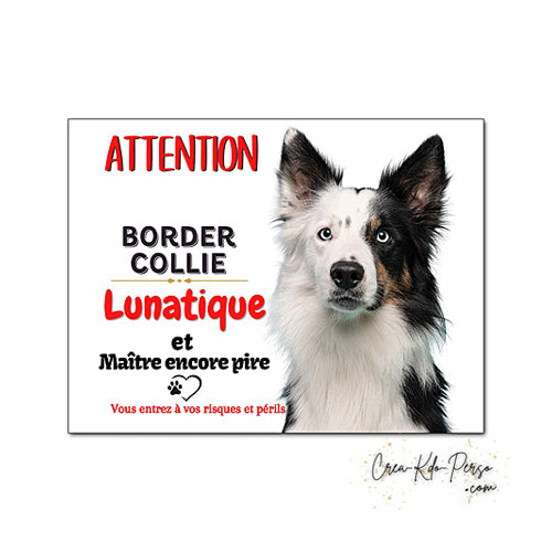 Plaque Border Collie Panneau de portail Attention au chien