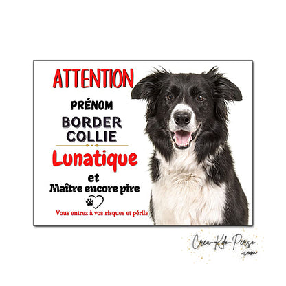 Plaque Border Collie Panneau de portail Attention au chien
