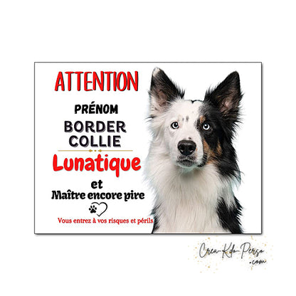 Plaque Border Collie Panneau de portail Attention au chien