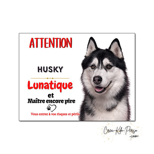 Plaque Husky panneau de portail Attention au chien