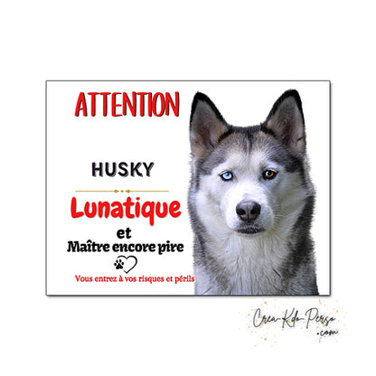Plaque Husky panneau de portail Attention au chien
