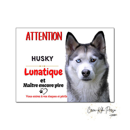 Plaque Husky panneau de portail Attention au chien
