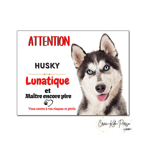 Plaque Husky panneau de portail Attention au chien