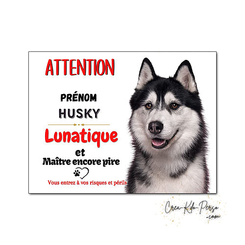 Plaque Husky panneau de portail Attention au chien