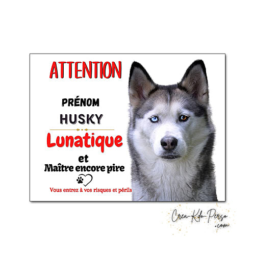 Plaque Husky panneau de portail Attention au chien
