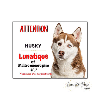 Plaque Husky panneau de portail Attention au chien