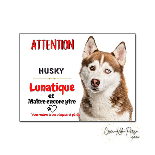 Plaque Husky panneau de portail Attention au chien