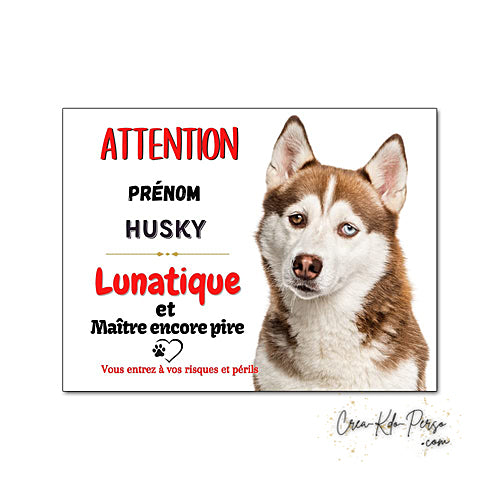 Plaque Husky panneau de portail Attention au chien