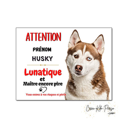 Plaque Husky panneau de portail Attention au chien