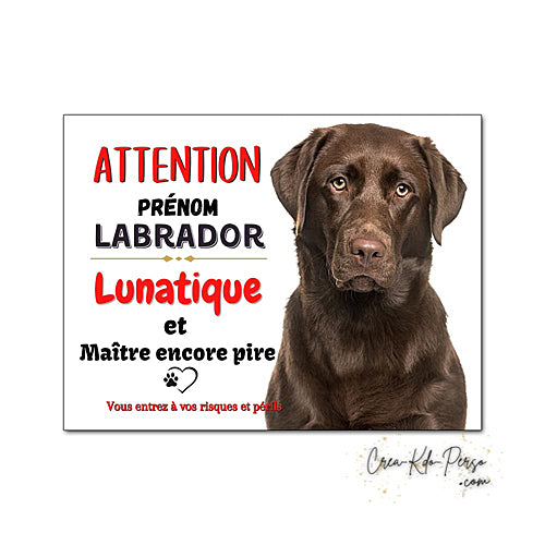 Plaque de portail labrador Attention au chien panneau je monte la garde