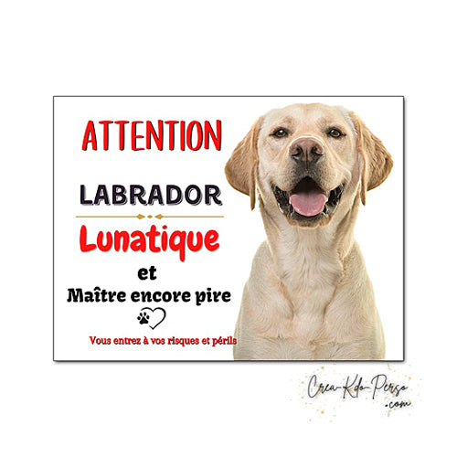 Plaque de portail labrador Attention au chien panneau je monte la garde