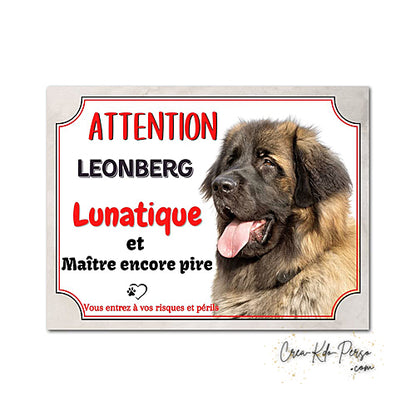 Plaque Leonberg Attention au chien panneau de portail
