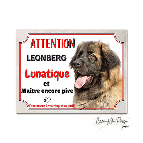 Plaque Leonberg Attention au chien panneau de portail