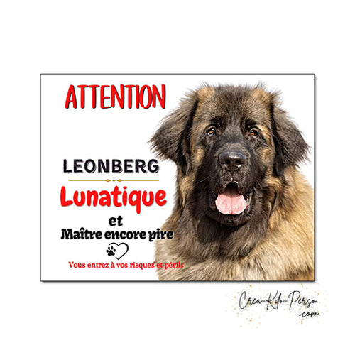 Plaque Leonberg Attention au chien panneau de portail