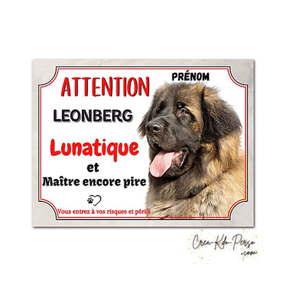 Plaque Leonberg Attention au chien panneau de portail