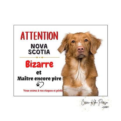 Plaque humour Attention au Chien Nova Scotia Bizarre