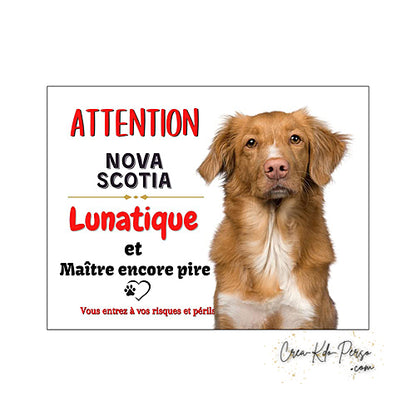 Plaque de portail nova scotia  Attention au chien panneau je monte la garde