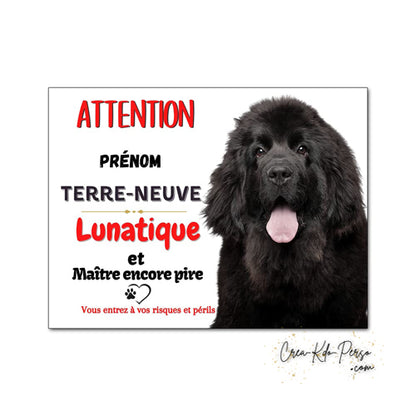 Plaque de portail terre neuve Attention au chien panneau je monte la garde
