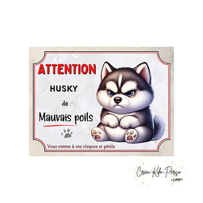 Plaque Husky panneau de portail Attention au chien