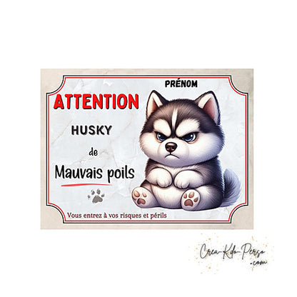 Plaque Husky panneau de portail Attention au chien
