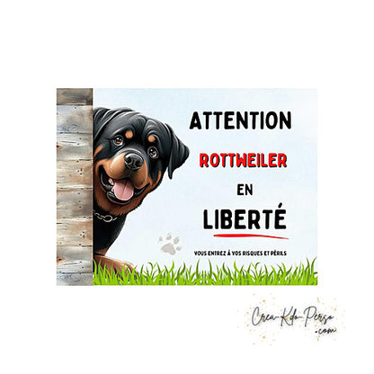 Plaque de portail Rottweiler Attention au chien panneau je monte la garde
