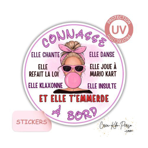 sticker connasse à bord autocollant voiture
