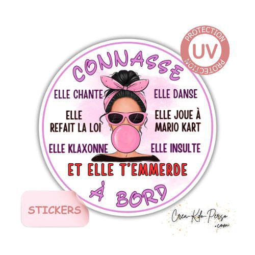 sticker connasse à bord autocollant voiture