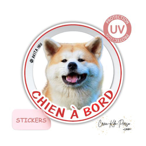 Sticker autocollant de voiture rond Chien à bord Akita Inu