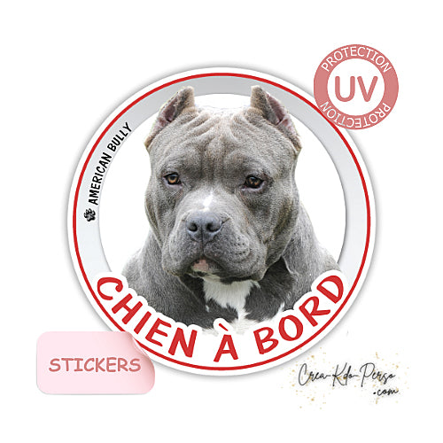sticker chien à bord autocollant voiture american bully