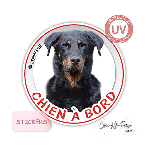 sticker chien à bord autocollant voiture beauceron